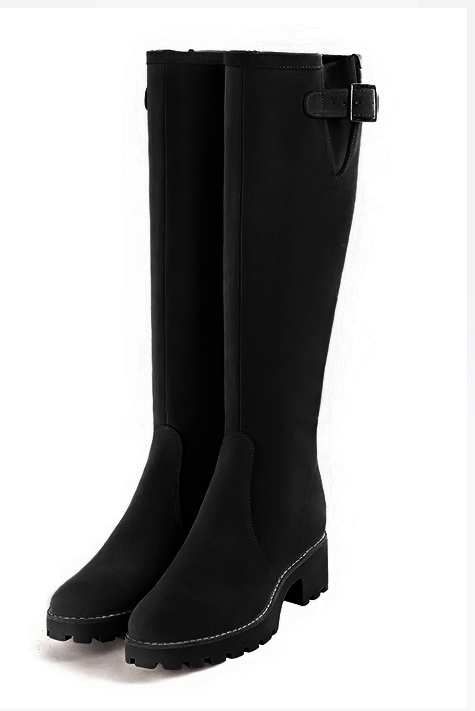 Matt black dress knee-high boots for women - Florence KOOIJMAN